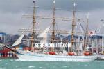 ID 2043 KAIWO MARU (1989/2879grt) the Japanese Government's sail-training ship, outbound from Auckland, New Zealand.